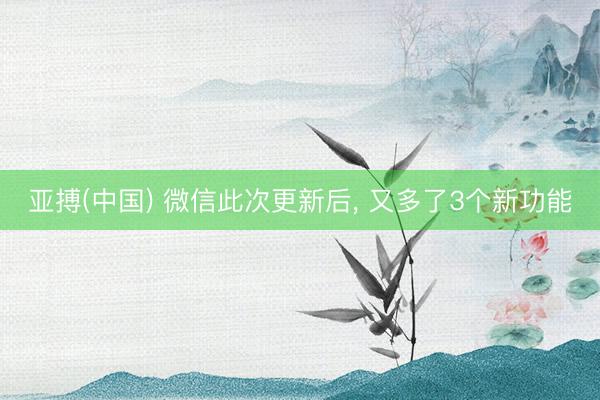 亚搏(中国) 微信此次更新后， 又多了3个新功能