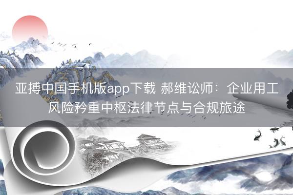 亚搏中国手机版app下载 郝维讼师:企业用工风险矜重中枢法律节点与合规旅途