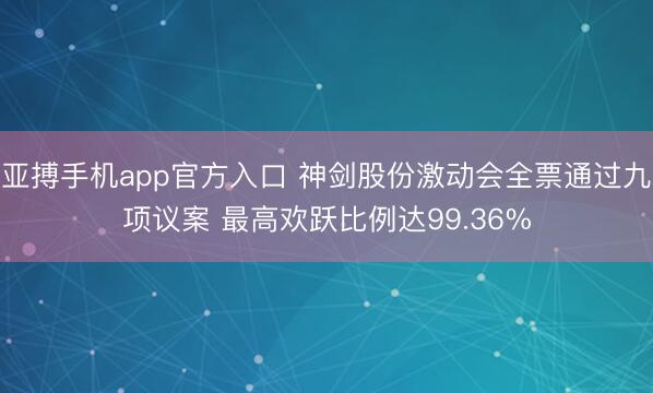 亚搏手机app官方入口 神剑股份激动会全票通过九项议案 最高欢跃比例达99.36%