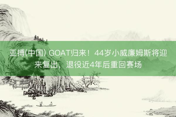 亚搏(中国) GOAT归来!44岁小威廉姆斯将迎来复出,退役近4年后重回赛场