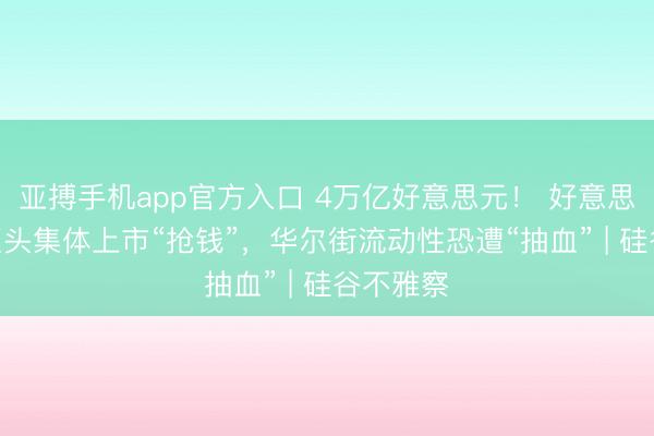 亚搏手机app官方入口 4万亿好意思元！ 好意思国AI三巨头集体上市“抢钱”，华尔街流动性恐遭“抽血” | 硅谷不雅察