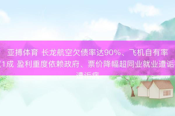 亚搏体育 长龙航空欠债率达90%、飞机自有率仅1成 盈利重度依赖政府、票价降幅超同业就业遭诟病