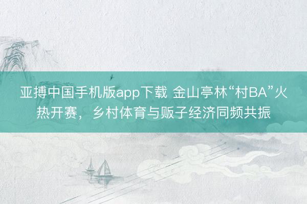 亚搏中国手机版app下载 金山亭林“村BA”火热开赛，乡村体育与贩子经济同频共振