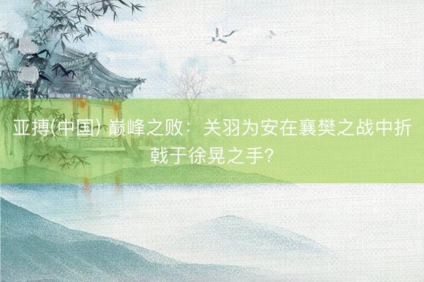 亚搏(中国) 巅峰之败：关羽为安在襄樊之战中折戟于徐晃之手？