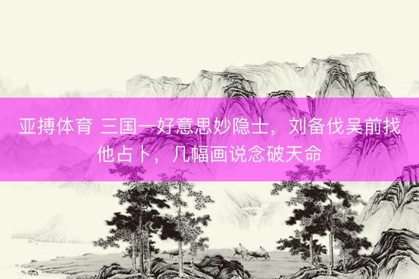 亚搏体育 三国一好意思妙隐士，刘备伐吴前找他占卜，几幅画说念破天命