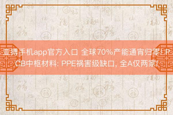 亚搏手机app官方入口 全球70%产能通宵归零! PCB中枢材料: PPE祸害级缺口， 全A仅两家!