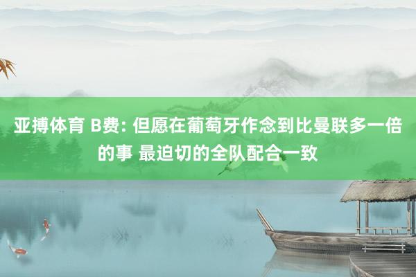 亚搏体育 B费: 但愿在葡萄牙作念到比曼联多一倍的事 最迫切的全队配合一致